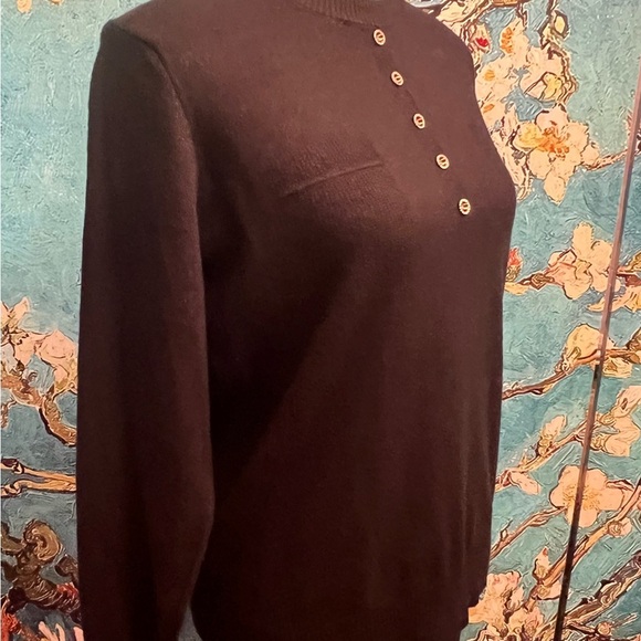 Soft, jem embellished five button sweater, with faux front pocket stitching. - Picture 7 of 12